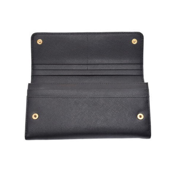 Prada zipper long wallet ribbon motif Saffiano black pass case - Picture 6 of 12